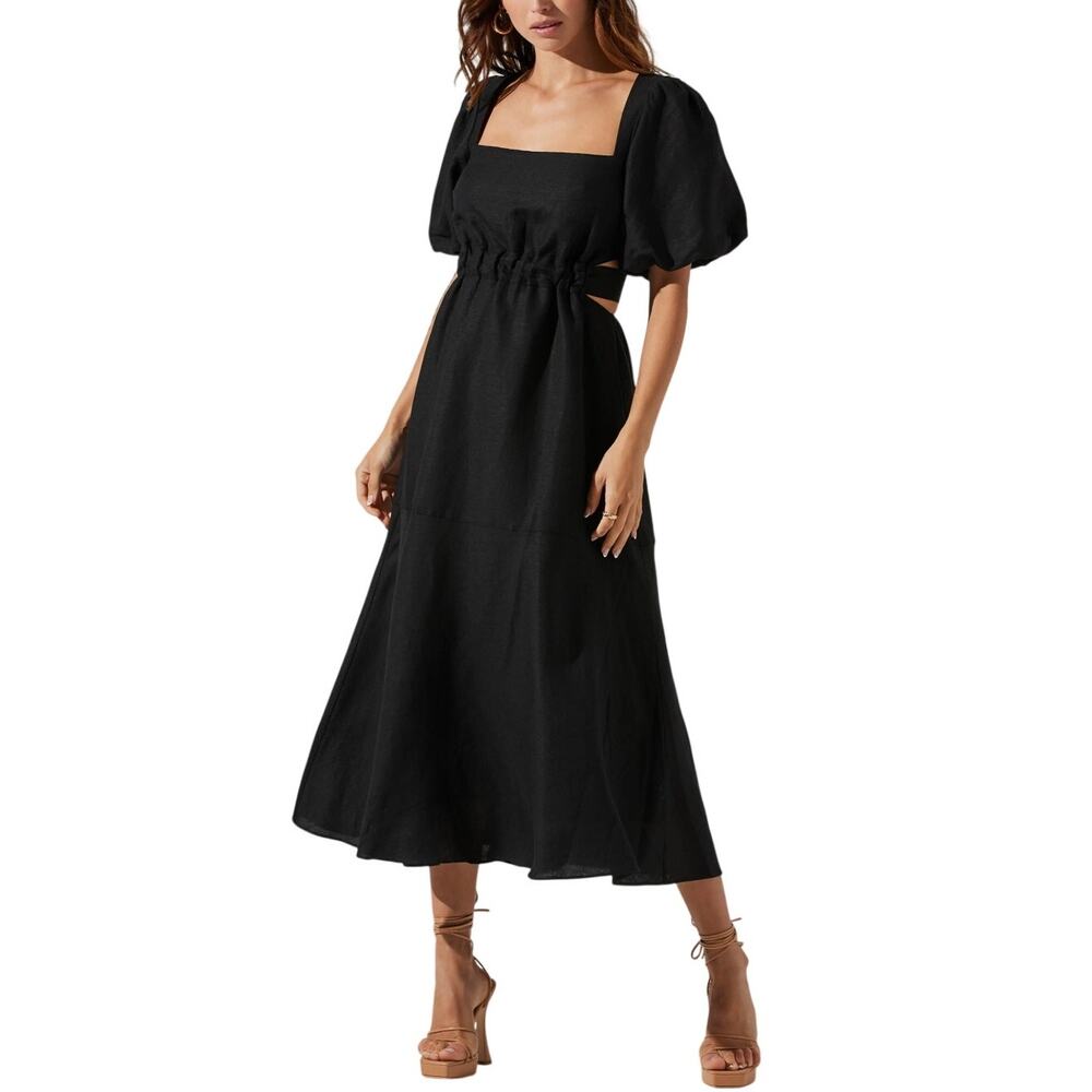 Astr The Label Puff Sleeve Black Angeles Dress Size XS